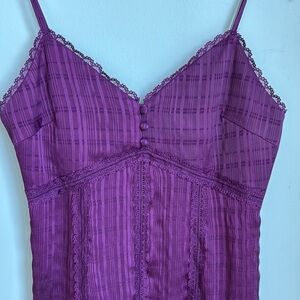 Elegant Purple Lace Trim Dress